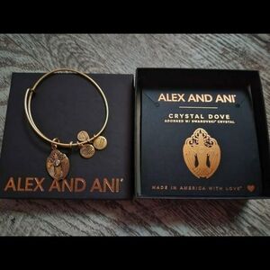 Alex and Ani Gold Crystal Dove Bangle Bracelet